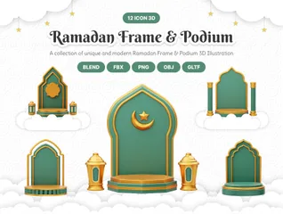 Cadre et podium du Ramadan Pack 3D Illustration