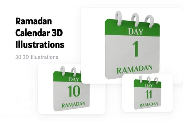 Ramadan Calendar 3D Illustration Pack