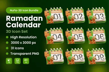 Ramadan Calendar 3D Icon Pack