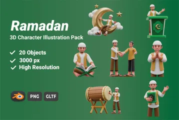 Ramadan Character 3D Illustration Pack