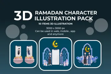 Ramadan Character 3D Illustration Pack