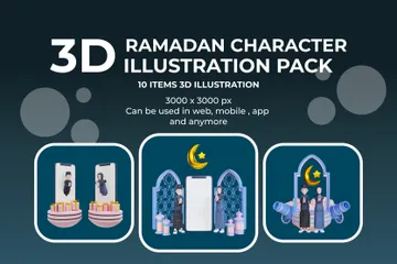 Ramadan-Charakter 3D Illustration Pack