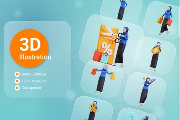 Ramadan Discount 3D Illustration Pack