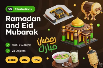 Ramadã e Eid Mubarak Pacote de Icon 3D