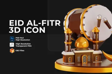 Ramadã e Eid Al-Fitr Pacote de Icon 3D