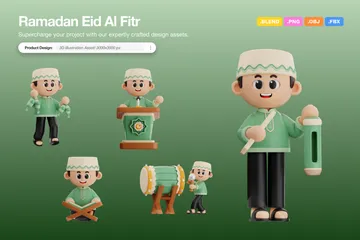 Ramadan Eid Al Fitr 3D Illustration Pack