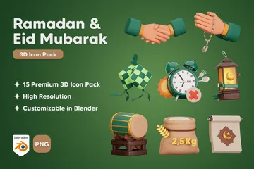 Ramadan & Eid Mubarak 3D Icon Pack