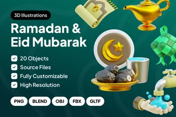 Ramadan und Eid Mubarak 3D Icon Pack