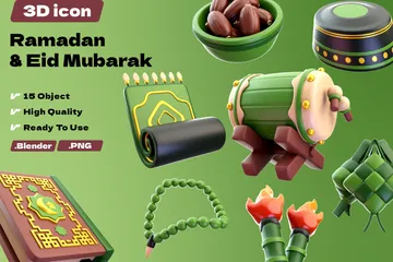 Ramadan & Eid Mubarak 3D Illustration Pack