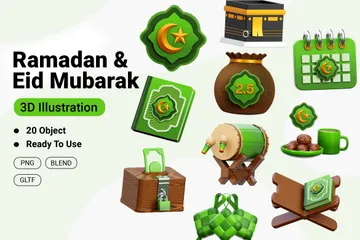 Ramadan & Eid Mubarak 3D Icon Pack