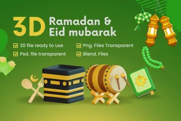 Ramadan & Eid Mubarak 3D Icon Pack