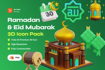 Ramadan & Eid Mubarak 3D Icon Pack