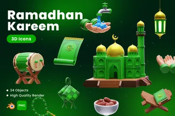 Ramadán Kareem Paquete de Icon 3D