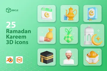 Iconos 3D de Ramadán Kareem Paquete de Icon 3D