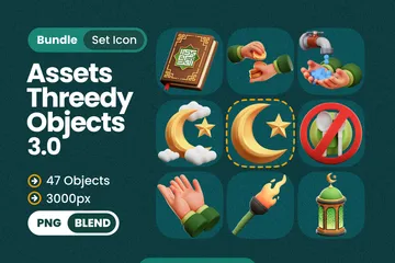 Objetos de Ramadán Paquete de Icon 3D