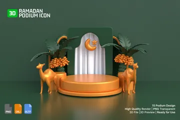 Ramadan Podium 3D Illustration Pack