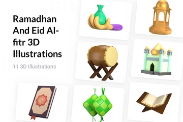 Ramadán y Eid Al-Fitr Paquete de Illustration 3D