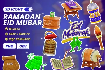 Ramadán y Eid Mubarak Paquete de Icon 3D