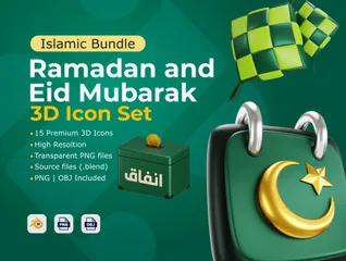 Ramadán y Eid Mubarak Paquete de Icon 3D