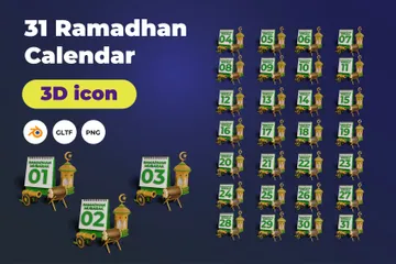 Ramadhan Calendar 3D Icon Pack