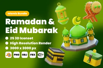 라마단과 이드 무바라크 3D 일러스트레이션 Pack