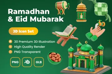 Ramadhan &Eid Mubarak 3D Icon Pack