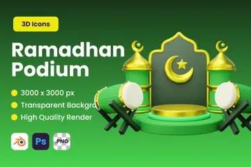 Ramadhan Podium 3D Illustration Pack