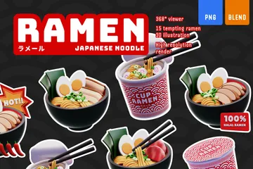 Ramen Comida Japonesa Paquete de Icon 3D