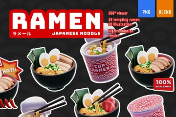 Cuisine japonaise ramen Pack 3D Icon