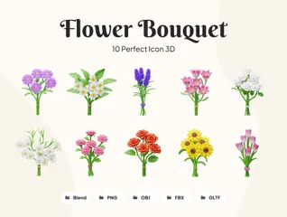 Ramo de flores Paquete de Icon 3D