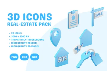 REAL ESTATE 3D Icon Pack