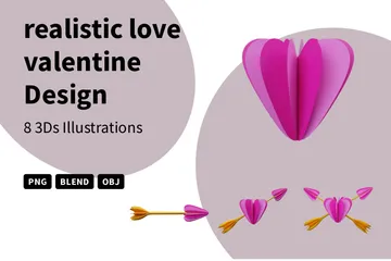 Realistic Love Valentine Design 3D Icon Pack