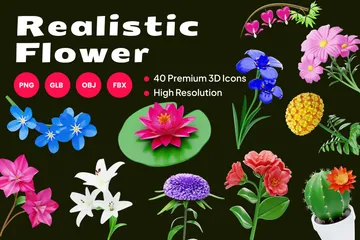 Realistische Blume 3D Icon Pack