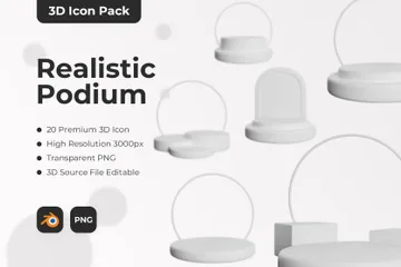 Realistisches Podium 3D Illustration Pack