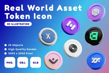 Token für reale Vermögenswerte 3D Icon Pack