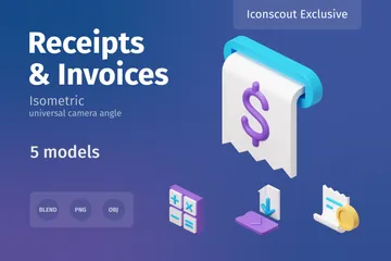 Receipts & Invoices 3D Illustration Pack