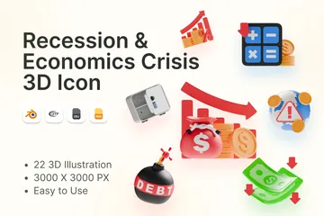 RECESIÓN Y CRISIS ECONÓMICA Paquete de Icon 3D