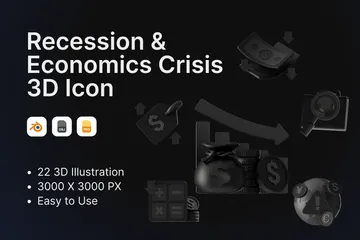 RECESIÓN Y CRISIS ECONÓMICA 3D Icon Pack