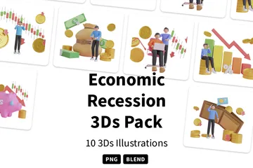 Recesión económica Paquete de Illustration 3D