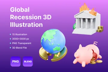 Recesión global Paquete de Icon 3D