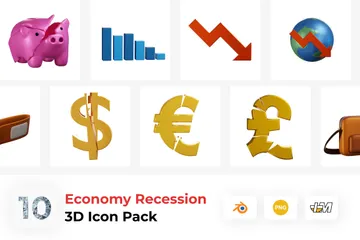 Recessão econômica Pacote de Icon 3D