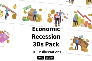 Recessão econômica 3D Illustration Pack