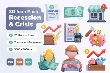 Recession & Crisis 3D Icon Pack