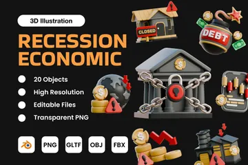 Recession Economic 3D Icon Pack