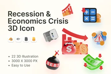 RECESSION & ECONOMICS CRISIS 3D Icon Pack