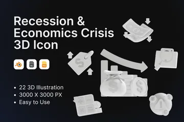 RECESSION & ECONOMICS CRISIS 3D Icon Pack