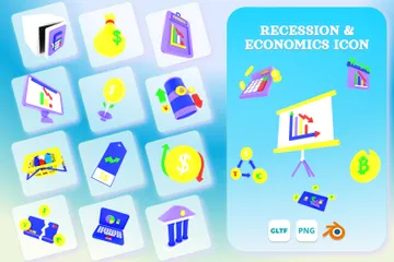 RÉCESSION ET CRISE ÉCONOMIQUE Pack 3D Icon