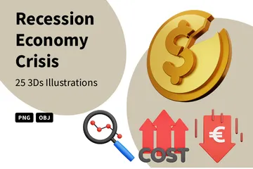 Recession Economy Crisis 3D Icon Pack
