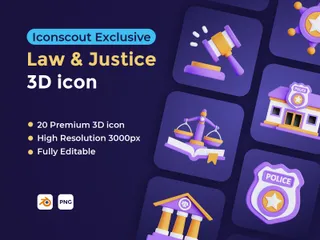 Recht & Gerechtigkeit 3D Icon Pack