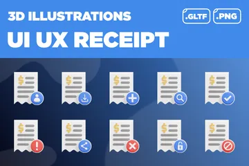 Recibo UI UX Pacote de Icon 3D